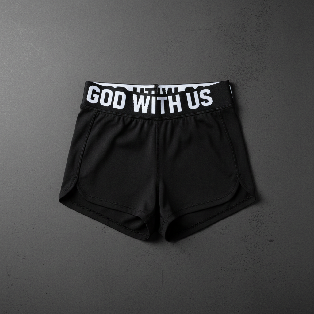 "God With Us" Gym Shorts — Women's in Black