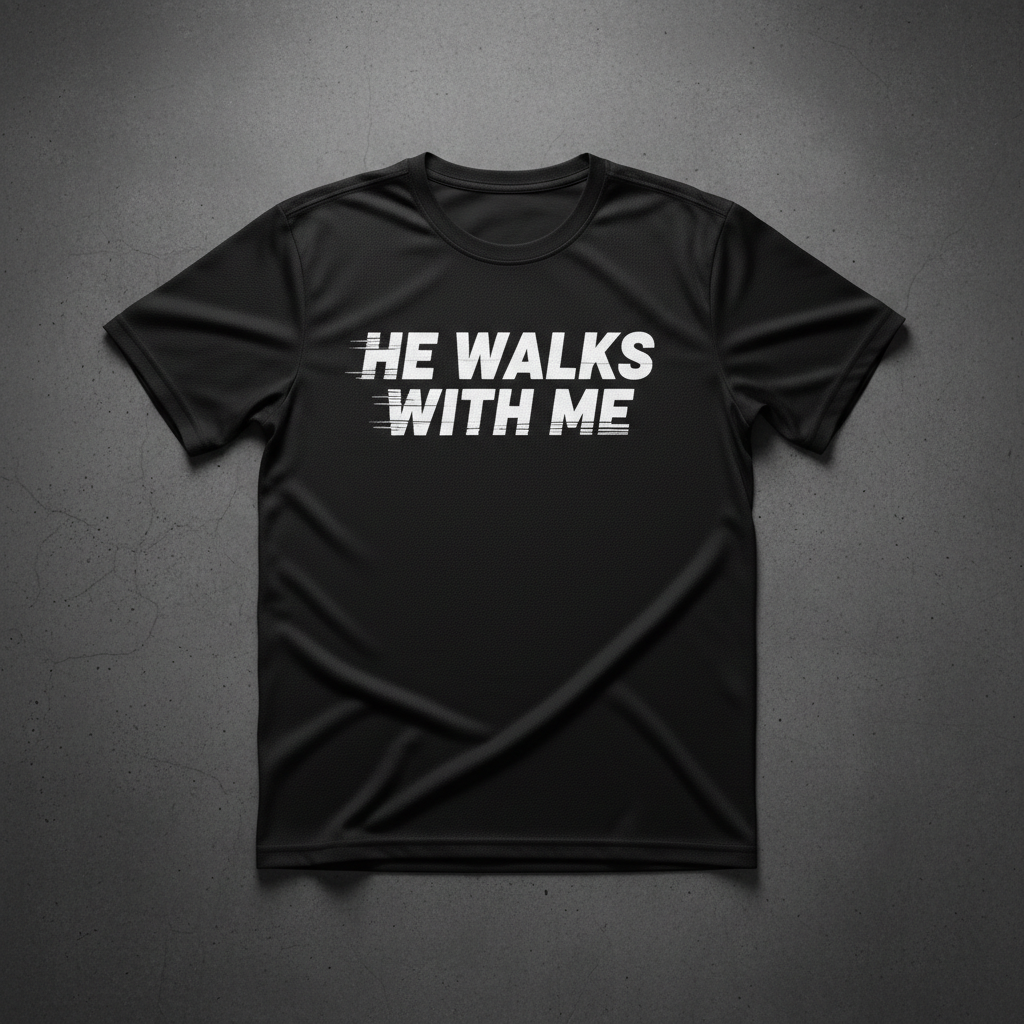 "He Walks With Me" Performance Tee — Men's in Black